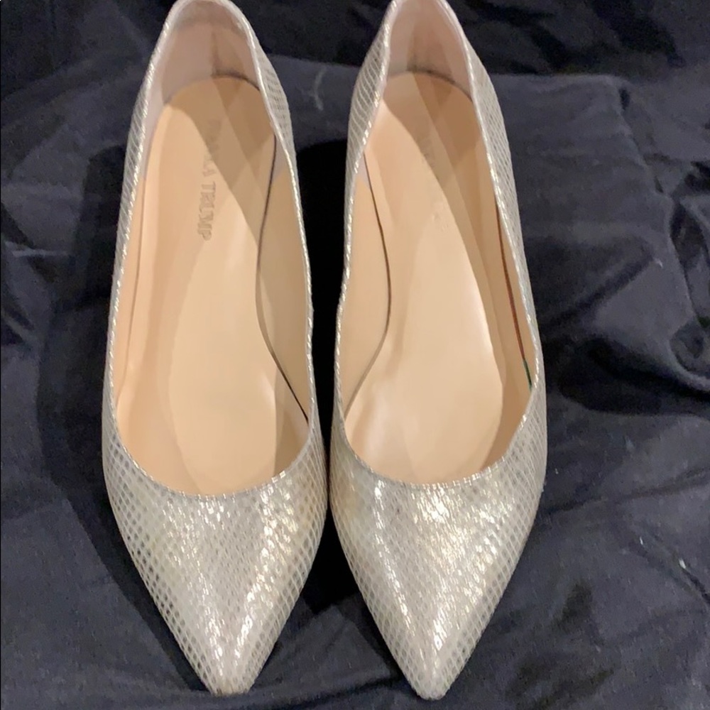 Silver leather flats
